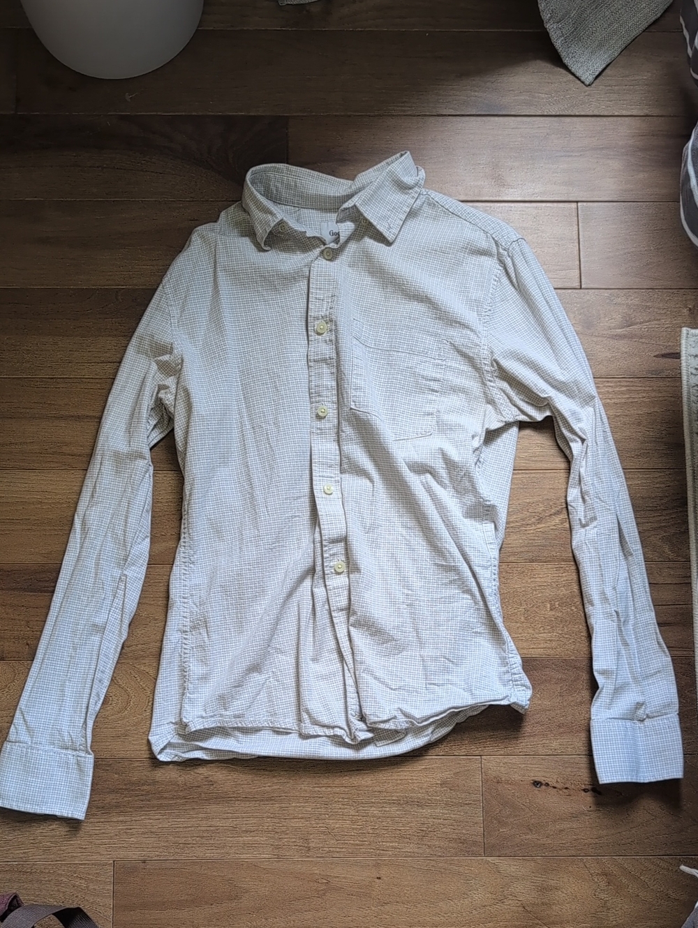 Goodfellow & Co Cream Check Long-Sleeve Button-Down Shirt